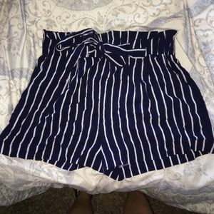 Navy blue and a white striped Paperbag shorts